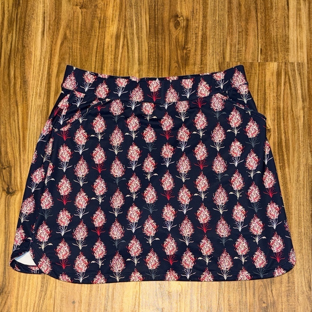 Peter Millar womens XL 16 skort skirt Navy pink Floral Mini knee stretch golf